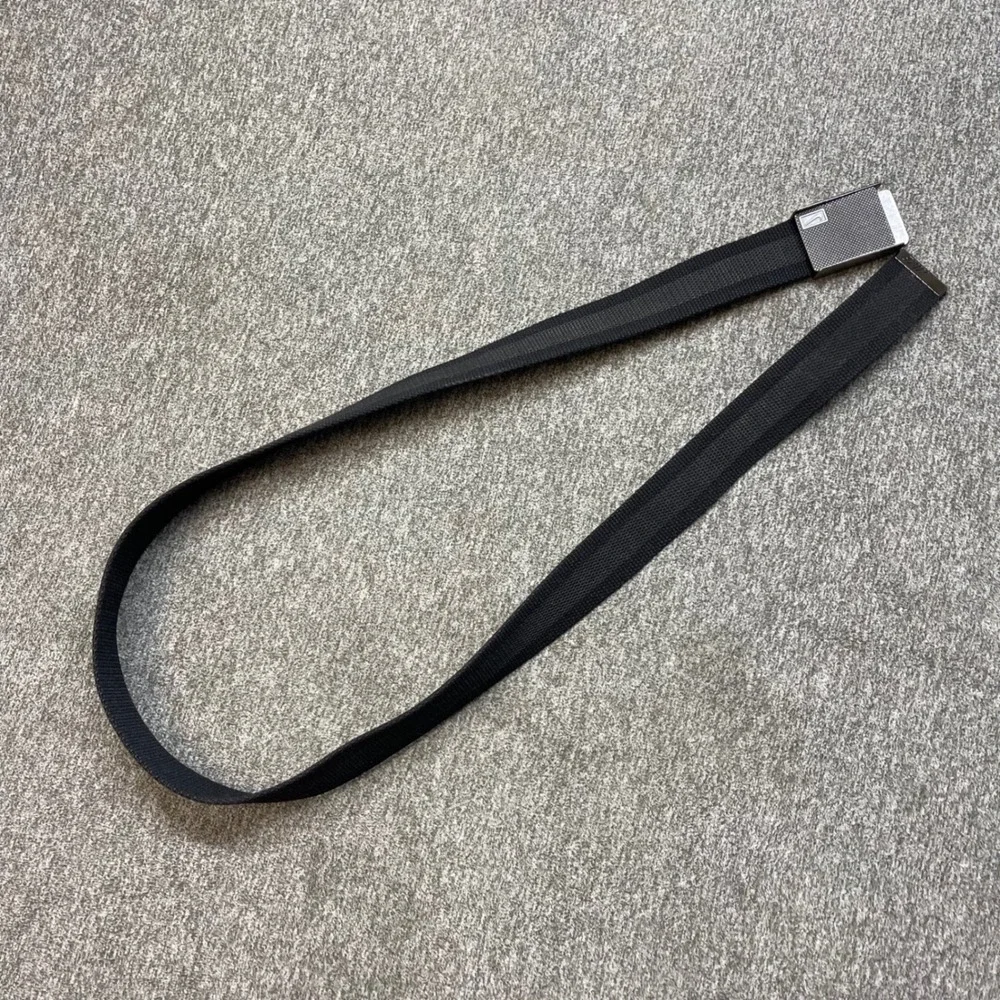 Nike Mens Webbed Golf Belt Black Gunmetal Buckle Bottle Opener 47 in.
